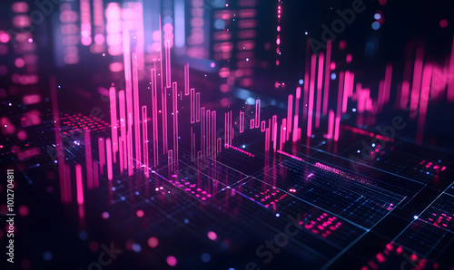 Futuristic financial dashboards and luxury business charts with glowing neon lines, gold accents, and connected nodes for corporate branding.