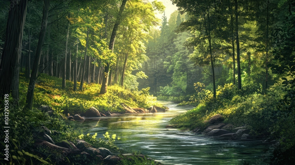 Fototapeta premium Sunlight Filtering Through the Trees