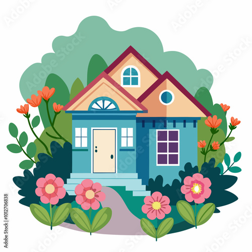 house with flowers