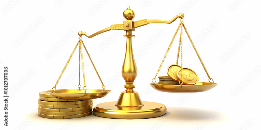 Flying Golden Scales Illustrating Money and Time Management: Intricate Image of a Clock and Currency Balancing on Scales, Symbolizing Business Efficiency in Stock Photography Flying Golden Scales Illustrating Money and Time Management: Intricate Image of a Clock and Currency Balancing on Scales, Symbolizing Business Efficiency in Stock Photography