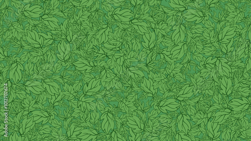 green pattern with mint leaves. Hand drawn vector illustration.