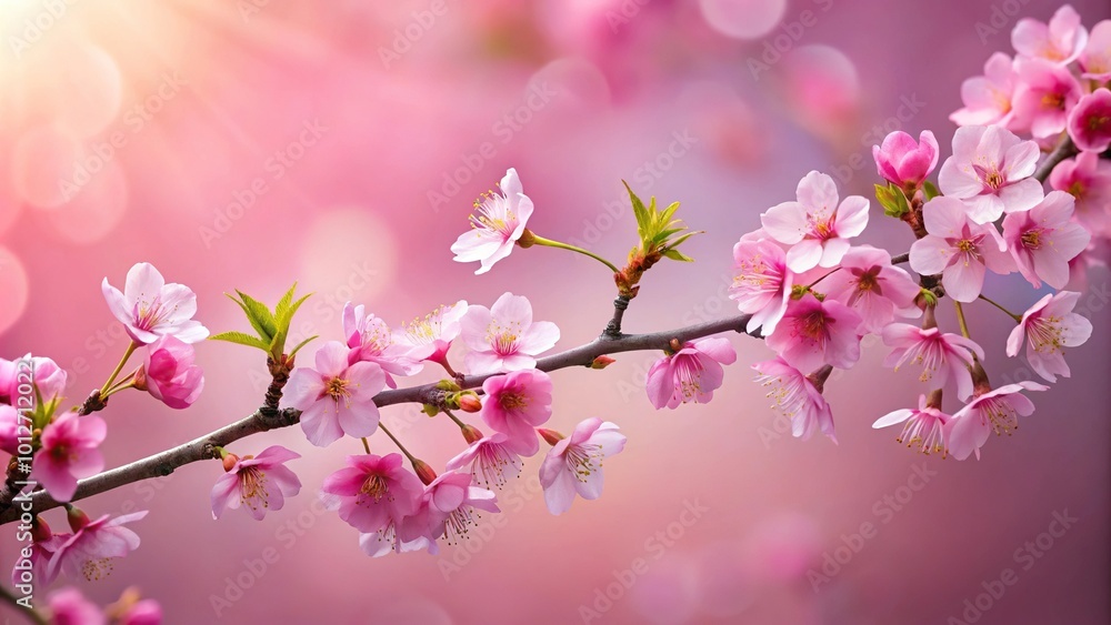 Forced Perspective Sakura flowers isolated on pink background Cherry blossom Sakura tree branch Forced Perspective Sakura flowers isolated on pink background Cherry blossom Sakura tree branch