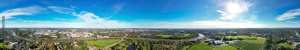 An Aerial Wide Angle Panoramic View of Nottingham City of East Midlands Region of England, United Kingdom. October 4th, 2024 An Aerial Wide Angle Panoramic View of Nottingham City of East Midlands Region of England, United Kingdom. October 4th, 2024