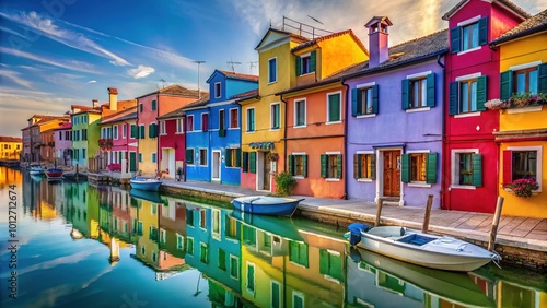 Burano Island's colorful houses create a vibrant landscape, captivating travelers and postcard lovers alike with their charm and picturesque beauty in Venice.