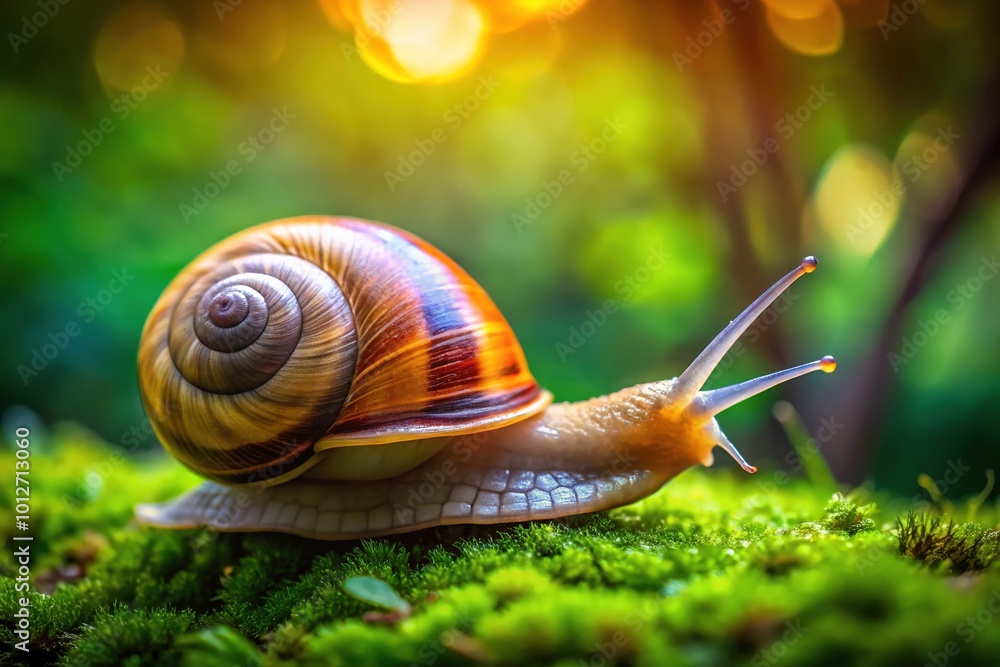 Charming little snail enjoying nature, moving slowly against a soft green backdrop, highlighting its delicate shell. Perfect for creating tranquil and relaxing imagery. Charming little snail enjoying nature, moving slowly against a soft green backdrop, highlighting its delicate shell. Perfect for creating tranquil and relaxing imagery.