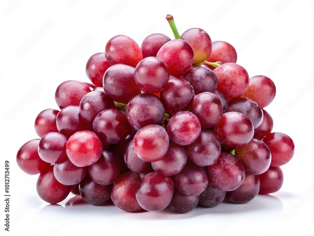 Vibrant fresh red grapes against a white backdrop, ideal for promoting healthy living, nutrition, and culinary Vibrant fresh red grapes against a white backdrop, ideal for promoting healthy living, nutrition, and culinary