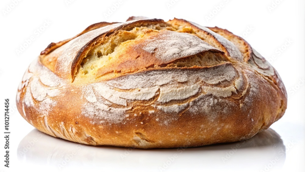 Forced perspective sourdough bread loaf isolated on white background Forced perspective sourdough bread loaf isolated on white background