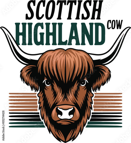 Scottish Highland Cow Vector T-shirt Design