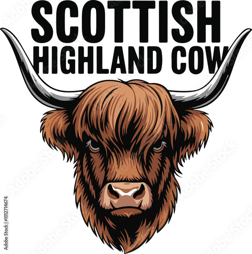 Scottish Highland Cow Vector T-shirt Design
