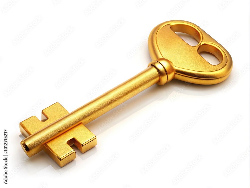 Golden Key to Dream House Symbolizing Home Ownership and New Beginnings Isolated on White Background for Real Estate Themes Golden Key to Dream House Symbolizing Home Ownership and New Beginnings Isolated on White Background for Real Estate Themes