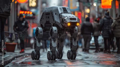 Wallpaper Mural Futuristic Robot Dog in City Street Torontodigital.ca