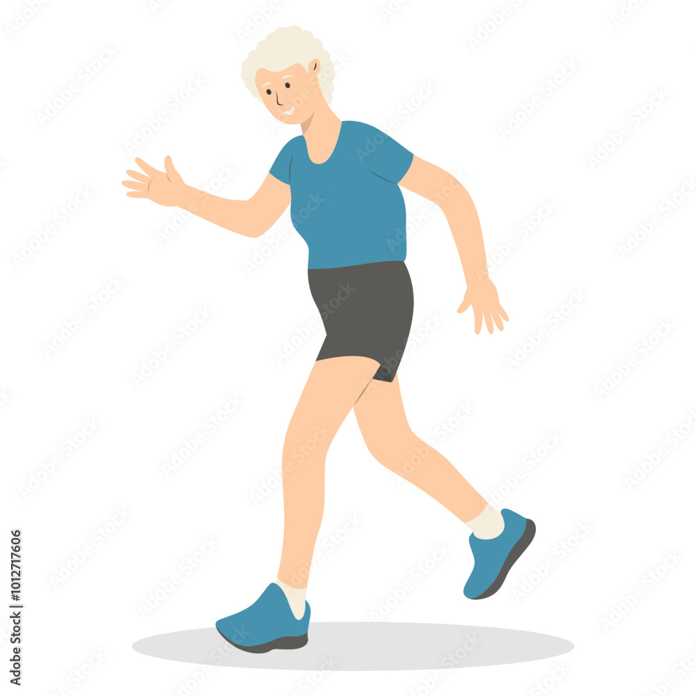 Illustration of Active Elderly Person. Isolated on White Background. Vector Cartoon Character Illustration of Active Elderly Person. Isolated on White Background. Vector Cartoon Character