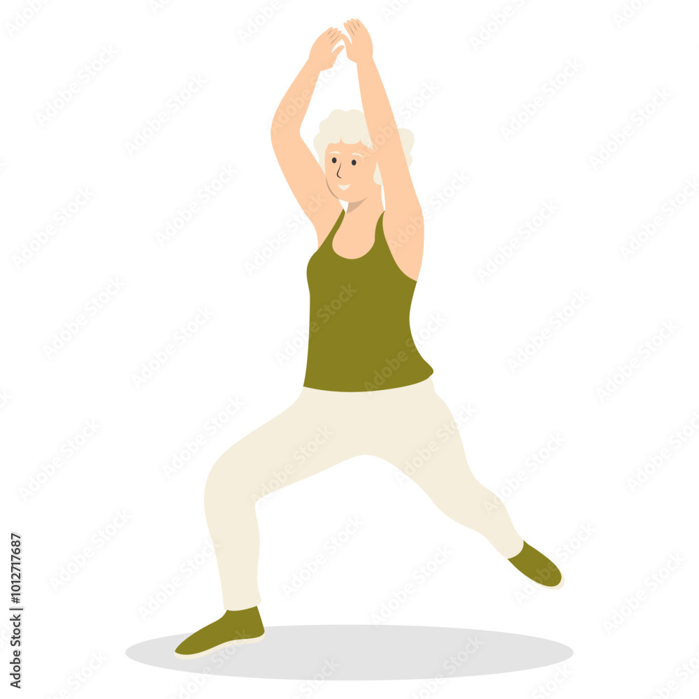 Illustration of Active Elderly Person. Isolated on White Background. Vector Cartoon Character Illustration of Active Elderly Person. Isolated on White Background. Vector Cartoon Character
