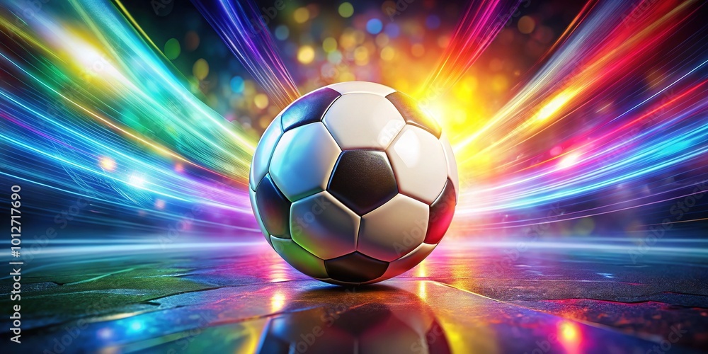 Obraz premium Soccer ball on a vibrant, abstract backdrop, capturing the energy of the sport. Perfect for soccer lovers and innovative designs that inspire creativity and passion.