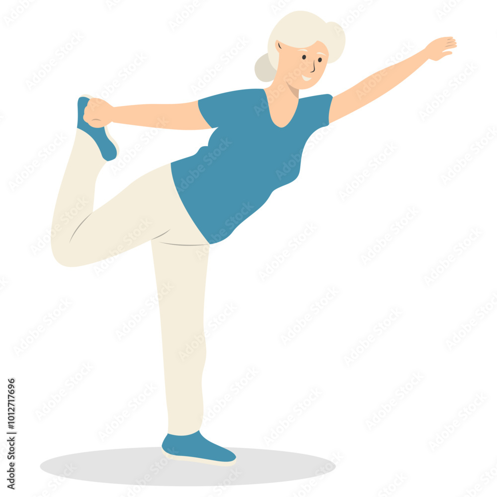 Illustration of Active Elderly Person. Isolated on White Background. Vector Cartoon Character Illustration of Active Elderly Person. Isolated on White Background. Vector Cartoon Character