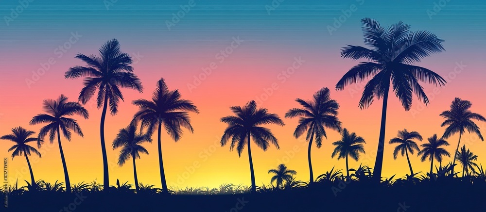 Silhouettes of Palm Trees at Sunset Silhouettes of Palm Trees at Sunset