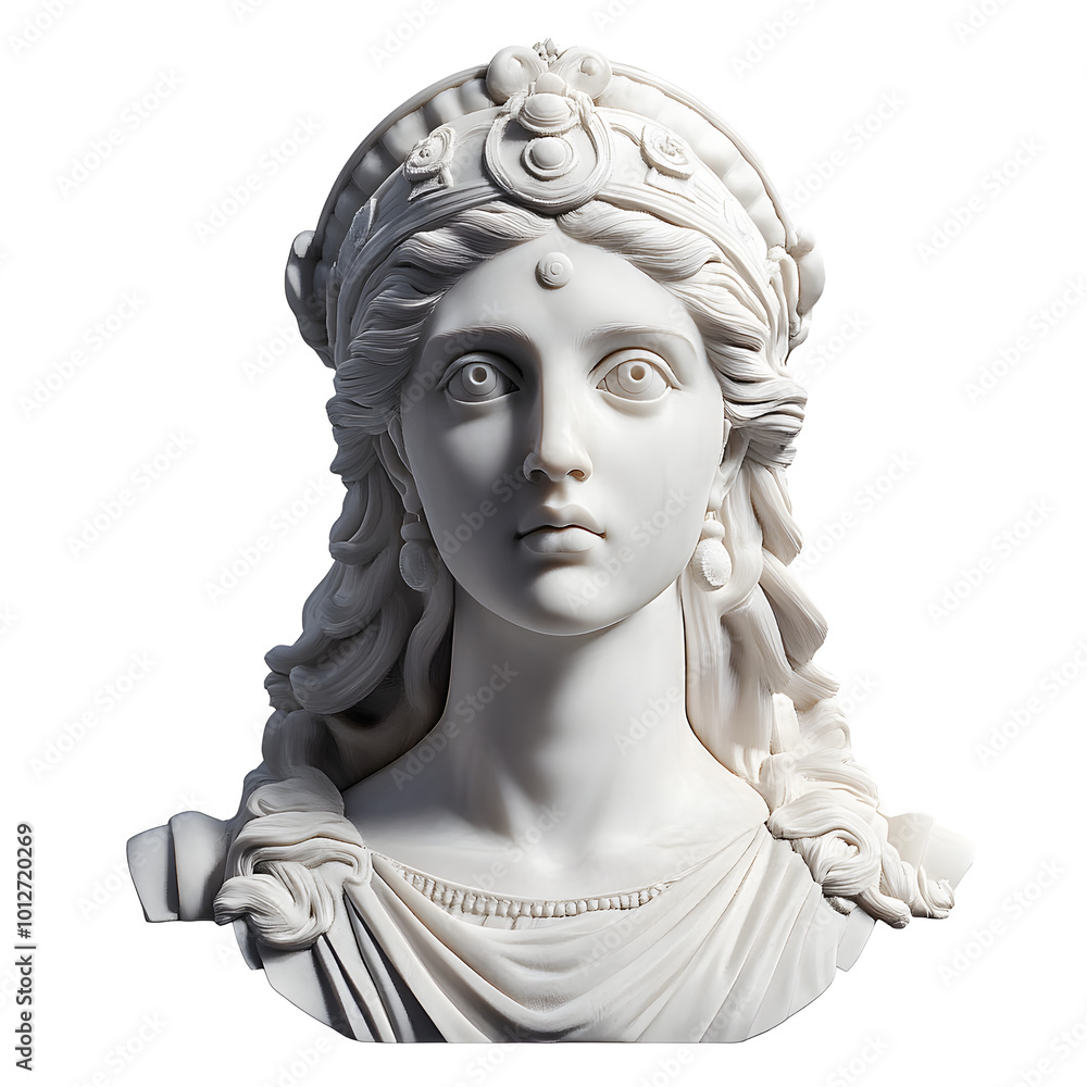 Face statue of Hera, goddess of marriage and marital in Greek mythology on transparent background. Face statue of Hera, goddess of marriage and marital in Greek mythology on transparent background.
