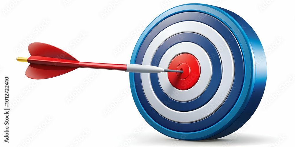 Vector Illustration of a Dart Hitting Bullseye Target - Symbolizing Marketing Success and Business Goals in Clean and Bold Design for Infographics Vector Illustration of a Dart Hitting Bullseye Target - Symbolizing Marketing Success and Business Goals in Clean and Bold Design for Infographics