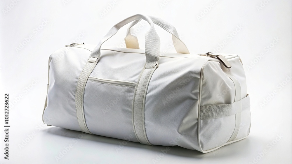 Obraz premium forced perspective white duffel bag on white background