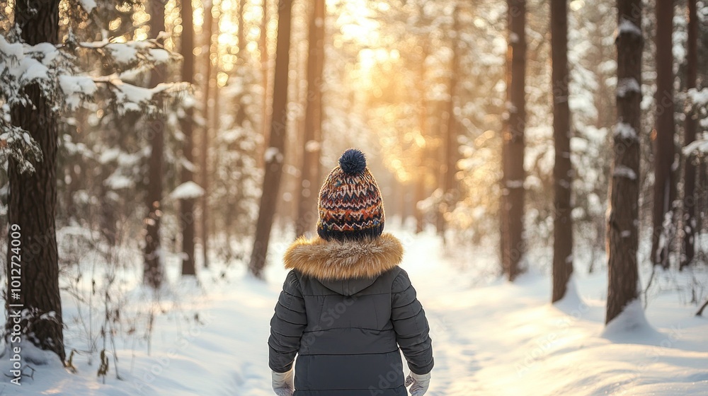 Naklejka premium Snowy Forest Hike