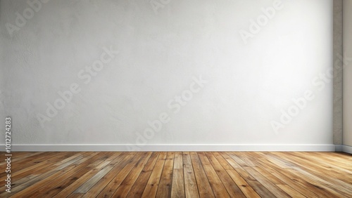 Forced perspective white wall and wooden floor decoration