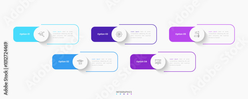 Vector Infographic label design template with icons and 5 options or steps. Can be used for process diagram, presentations, workflow layout, banner, flow chart, info graph.