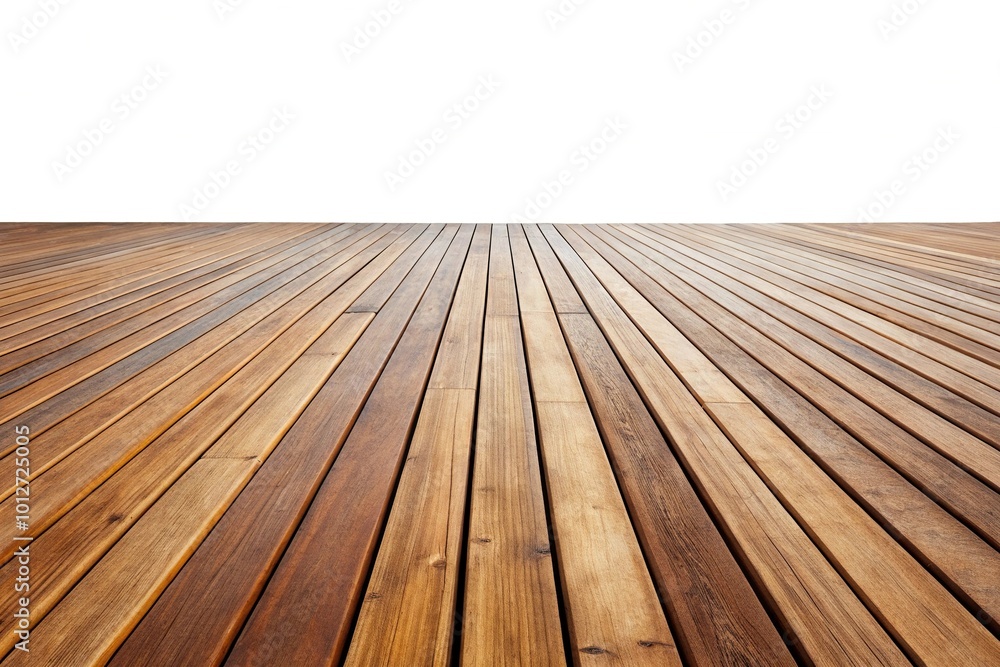 Forced perspective wooden decking isolated on white background Forced perspective wooden decking isolated on white background