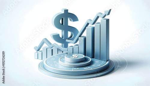 3D Isolated Investment Chart and Dollar Sign concept as A sleek vector illustration of an investment chart with a dollar sign isolated on a white background. The design is clean and modern representin photo