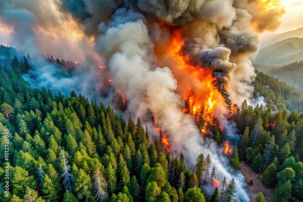 Fototapeta premium Forest fire in the mountains