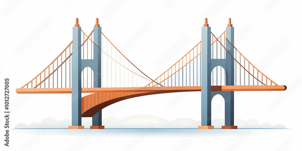 Naklejka premium Flat Plain Bridge Silhouette on Glossy White Background: A Minimalist Vector Illustration for Smart Business Communication, Highlighting Connection and Bridging Gaps in ESG Negotiations.