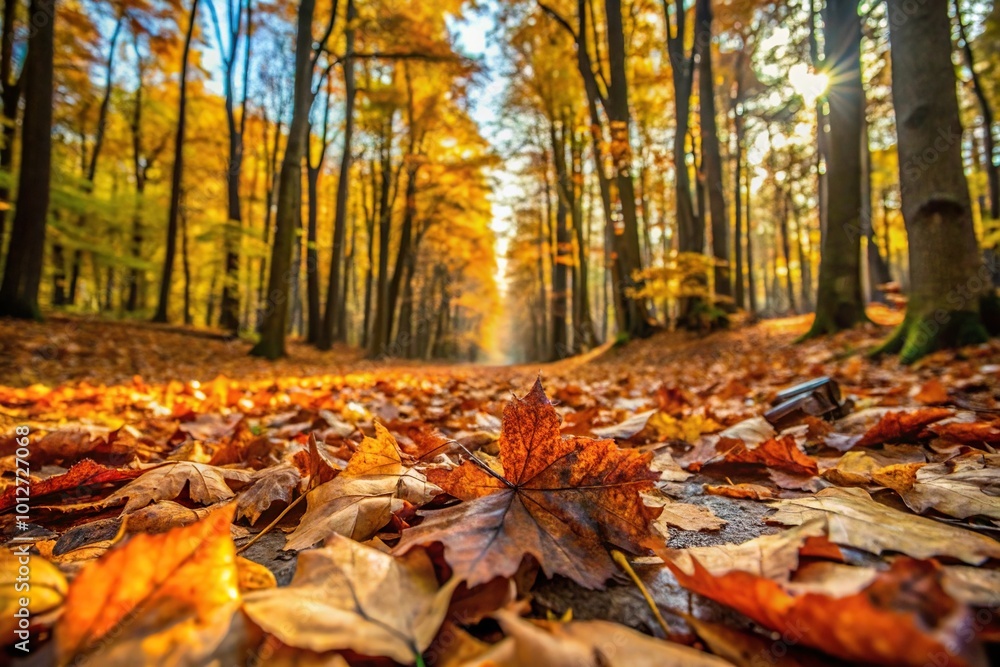 Forest floor strewn with autumn leaves emphasizing selective focus Forest floor strewn with autumn leaves emphasizing selective focus