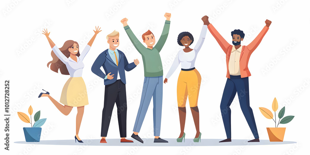 Flat Candid Team Celebrating Growth Milestone in ESG Initiatives - Joyful Expressions and Spontaneous Interactions in a Simple Flat Vector Illustration Flat Candid Team Celebrating Growth Milestone in ESG Initiatives - Joyful Expressions and Spontaneous Interactions in a Simple Flat Vector Illustration