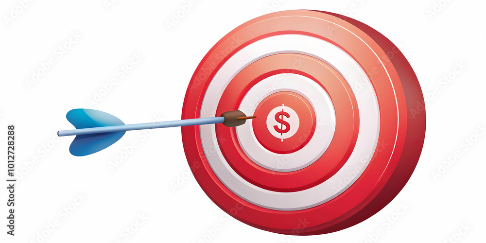 Vector Icon of Bullseye Target with Dollar Sign at Center - Clean Illustration for Financial Goals, Investment Objectives, and Budgeting Strategies - Ideal for Infographics and Stock Photos Vector Icon of Bullseye Target with Dollar Sign at Center - Clean Illustration for Financial Goals, Investment Objectives, and Budgeting Strategies - Ideal for Infographics and Stock Photos