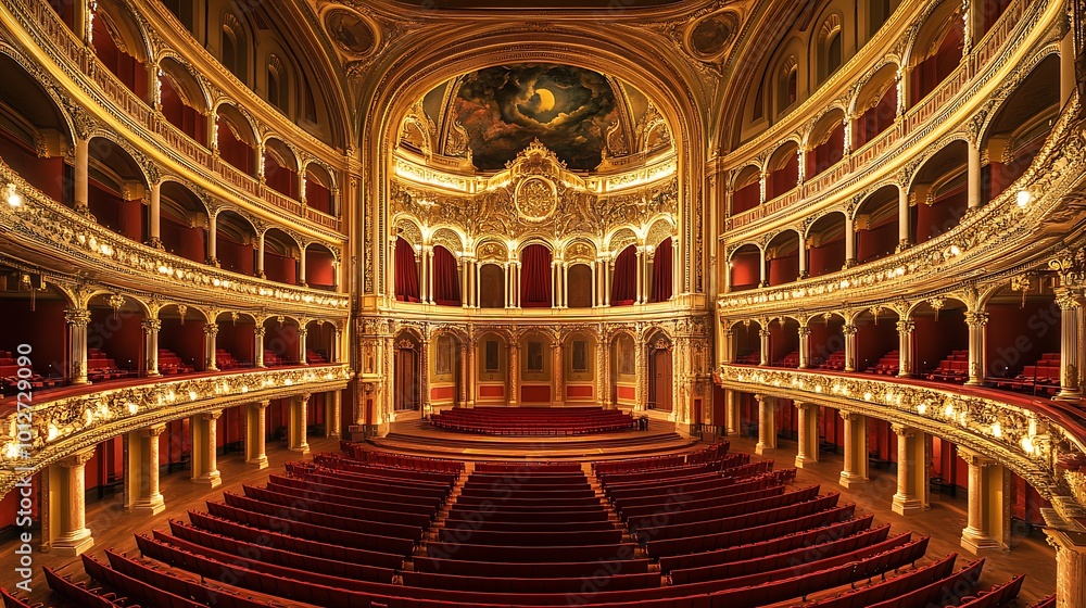 Obraz premium Grandiose Interior of a Historic Theater