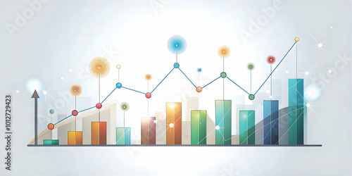 Flat Soft Abstract Business Graph with Bokeh Lights: Ascending Growth Illustration Symbolizing Innovation in ESG Negotiations - Vector Design
