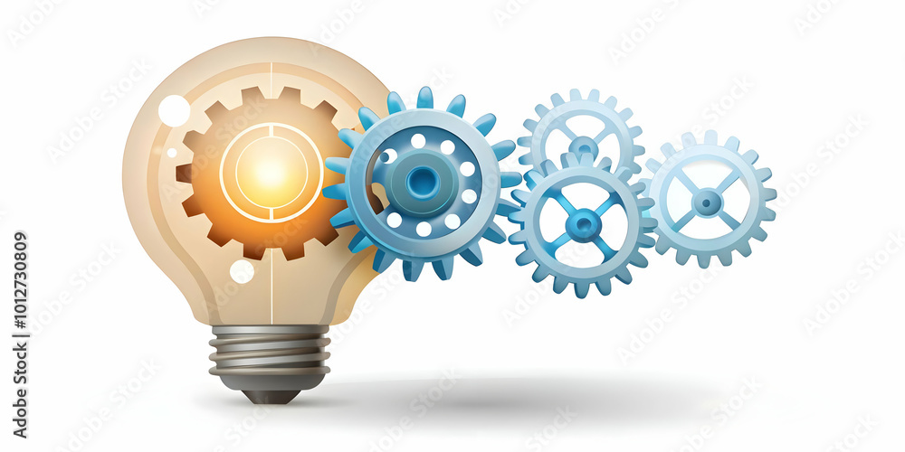 Vector Icon of Lightbulb with Gears Illustrating Innovative Business Solutions for Infographics on Creative Strategies Vector Icon of Lightbulb with Gears Illustrating Innovative Business Solutions for Infographics on Creative Strategies