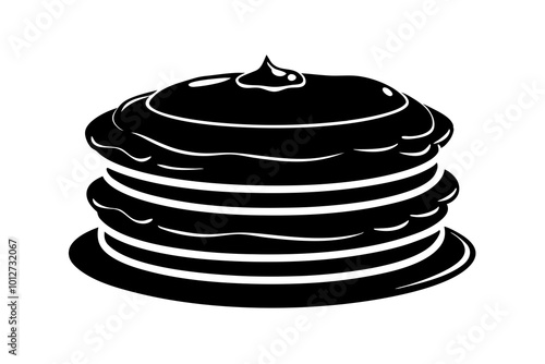 Pancakes Silhouette - Stack of Breakfast Pancakes in Minimalist Design