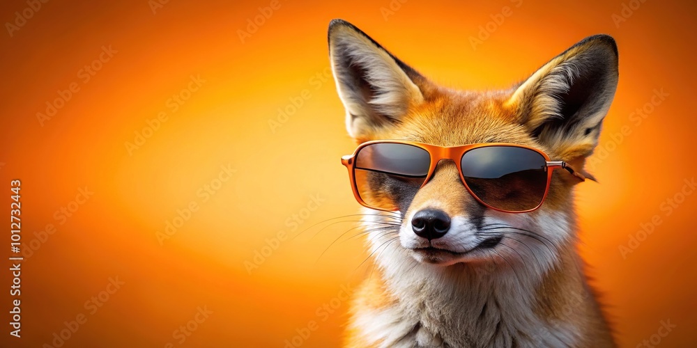 Fox wearing sunglasses with blurred background Fox wearing sunglasses with blurred background