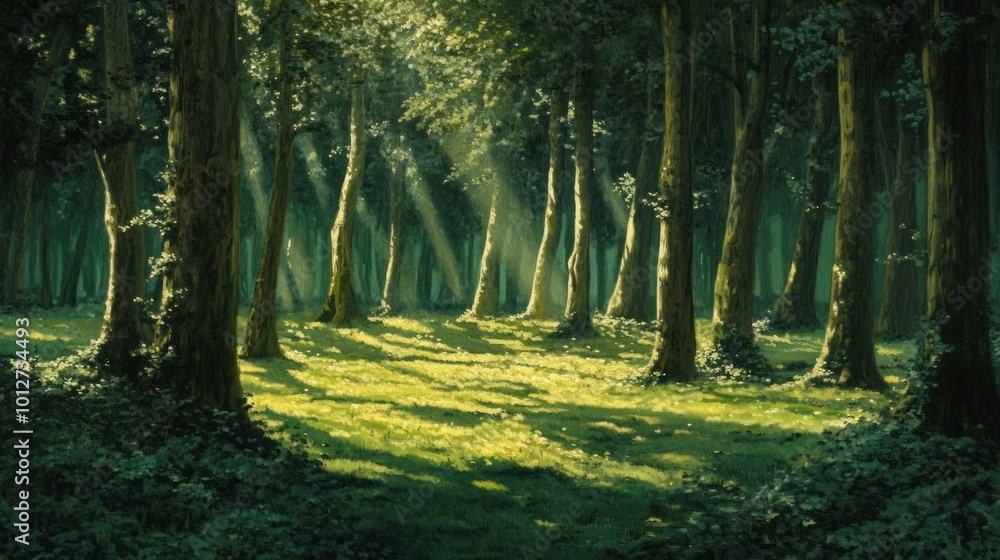 Fototapeta premium Sunbeams Through Trees