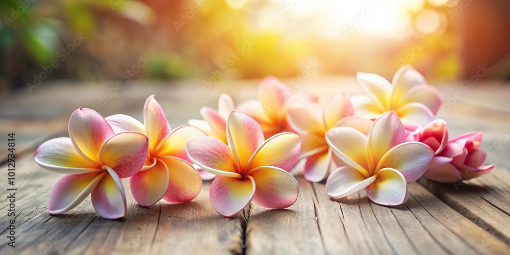 frangipani plumeria flowers on wooden background frangipani plumeria flowers on wooden background