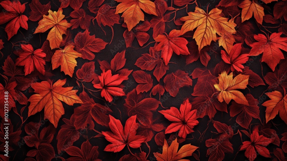 The stunning red leaves in the background glow with natural beauty. The stunning red leaves in the background glow with natural beauty.