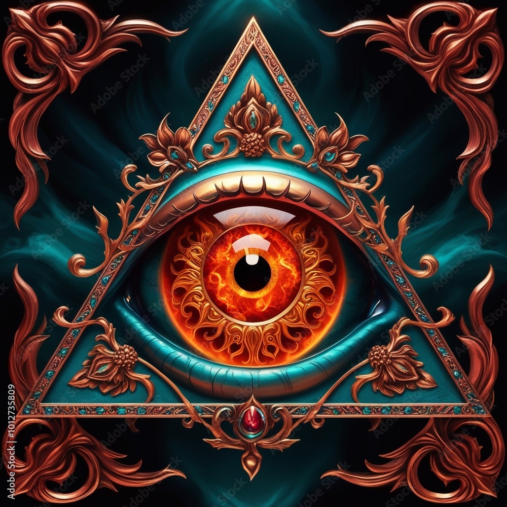 Fototapeta premium Eye with ornaments in a triangle 