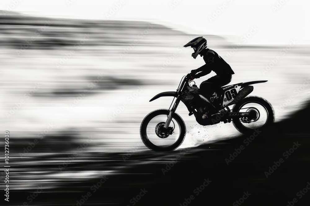 Motorcycle silhouette racing fast on course Motorcycle silhouette racing fast on course
