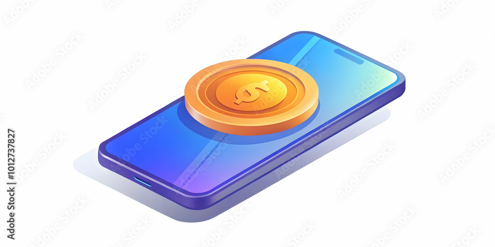 Modern Vector Icon of Smartphone with Coin Symbolizing Mobile Payments - Ideal for Infographics on Digital Transactions and Mobile Banking Solutions Modern Vector Icon of Smartphone with Coin Symbolizing Mobile Payments - Ideal for Infographics on Digital Transactions and Mobile Banking Solutions
