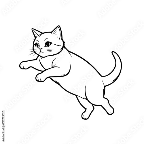 Jumping Cat Vector Illustration - Leaping Feline in Action