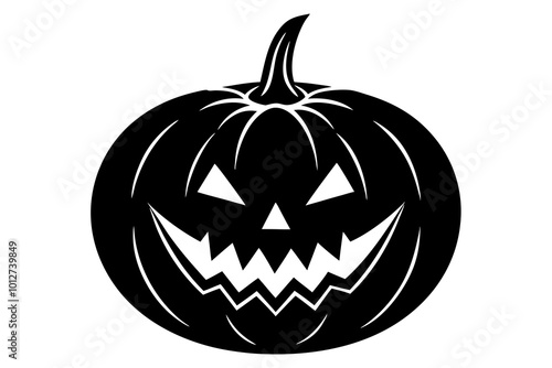  Jack-O'-Lantern Silhouette with a Spooky Face for Halloween Designs