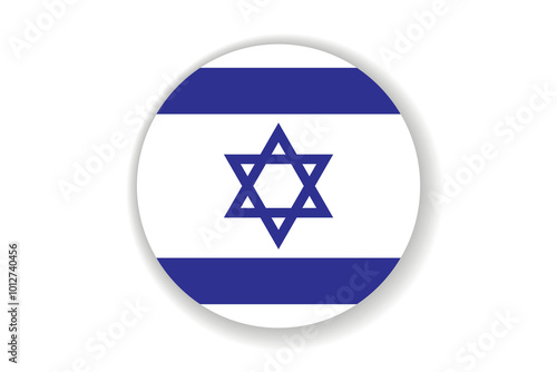 Flag of Israel. Israeli national symbol in official colors. Template icon. Abstract vector background. Round glass light ball, 3D big bubble, sphere