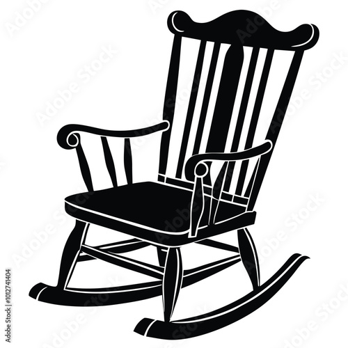 Rocking chair silhouette vector.