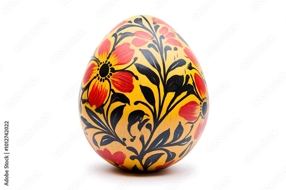 Traditional Easter egg hand-painted with floral patterns. Сlipping path Traditional Easter egg hand-painted with floral patterns. Сlipping path
