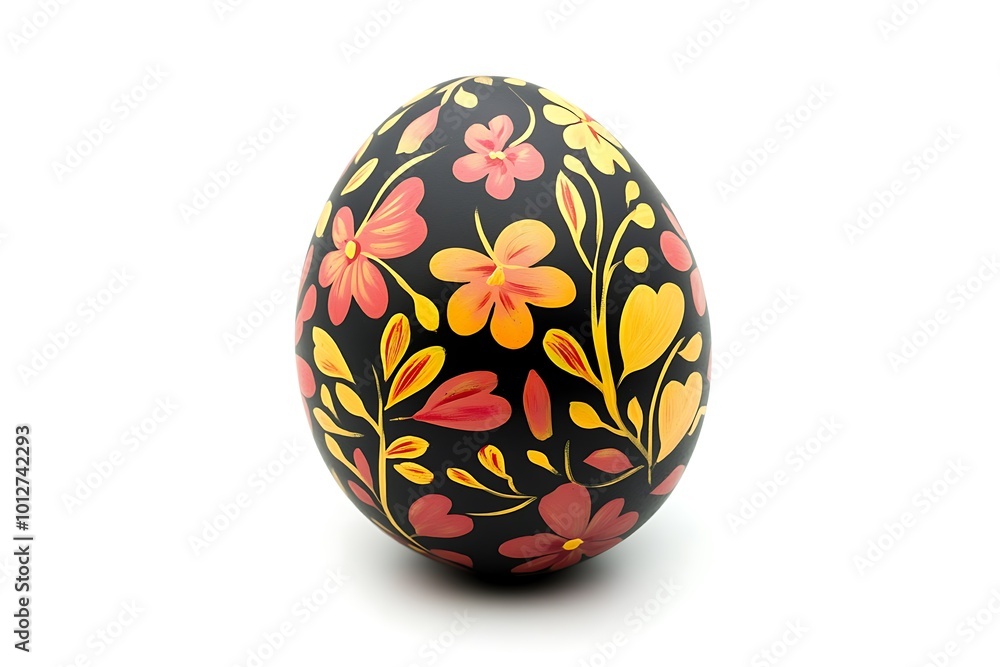 Traditional Easter egg hand-painted with floral patterns. Сlipping path Traditional Easter egg hand-painted with floral patterns. Сlipping path